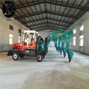 皮轮小挖机180度挖掘土机轮式挖掘机新振机械